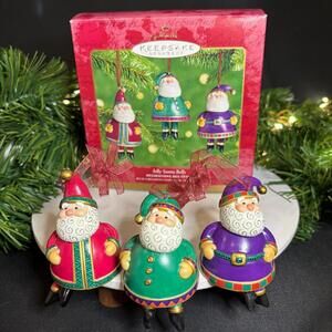 Jolly Santa Bells - Hallmark Keepsake Ornaments - Set of Three